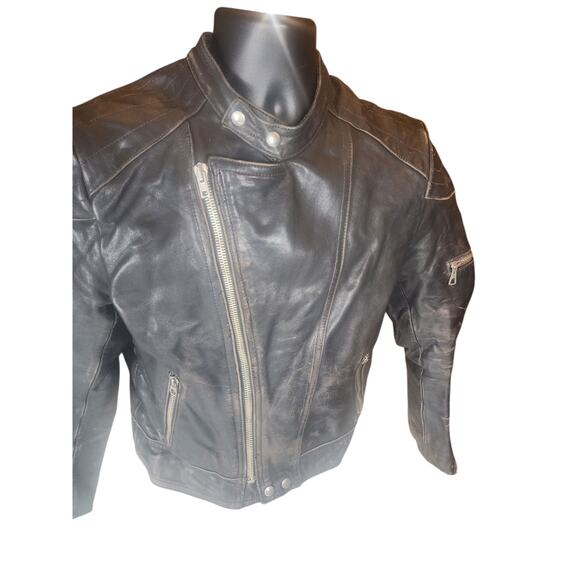 Vintage Harro Biker Jacket Women Small Men XS Youth XL Motorcycle Leather Cafe - Picture 14 of 16